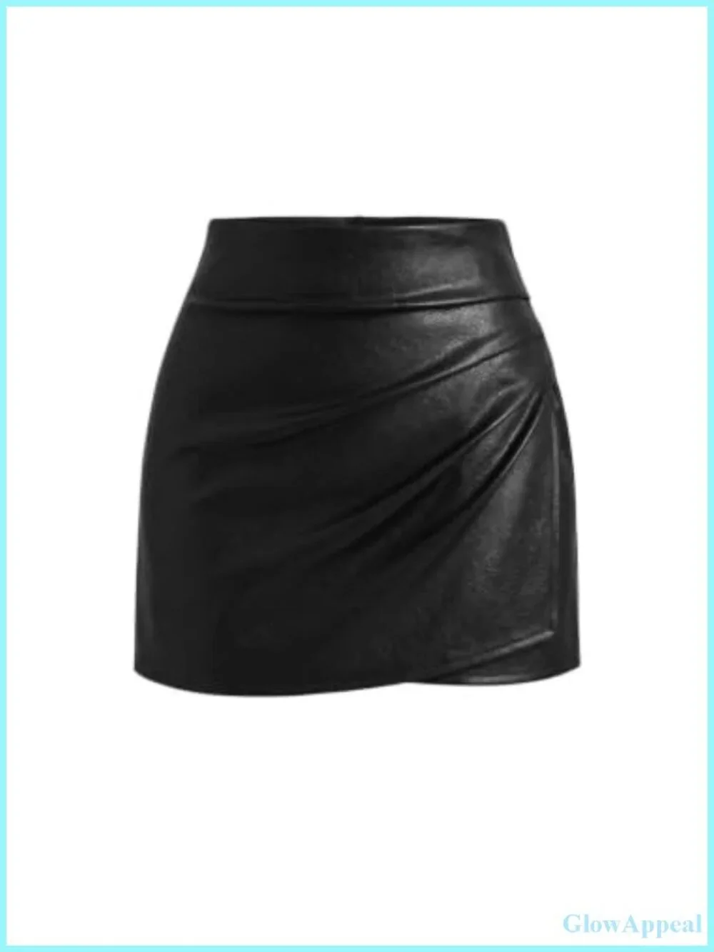 Women's Faux Leather Ruched Mini Skirt